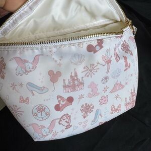 Disney White and Pink Cosmetic Bag with Mickey Mouse Design